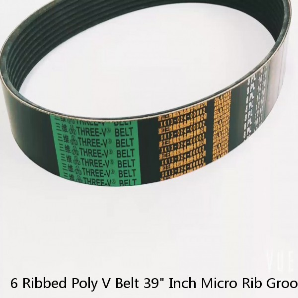 6 Ribbed Poly V Belt 39" Inch Micro Rib Groove Flat Belt Metric 390J6 390 J 6